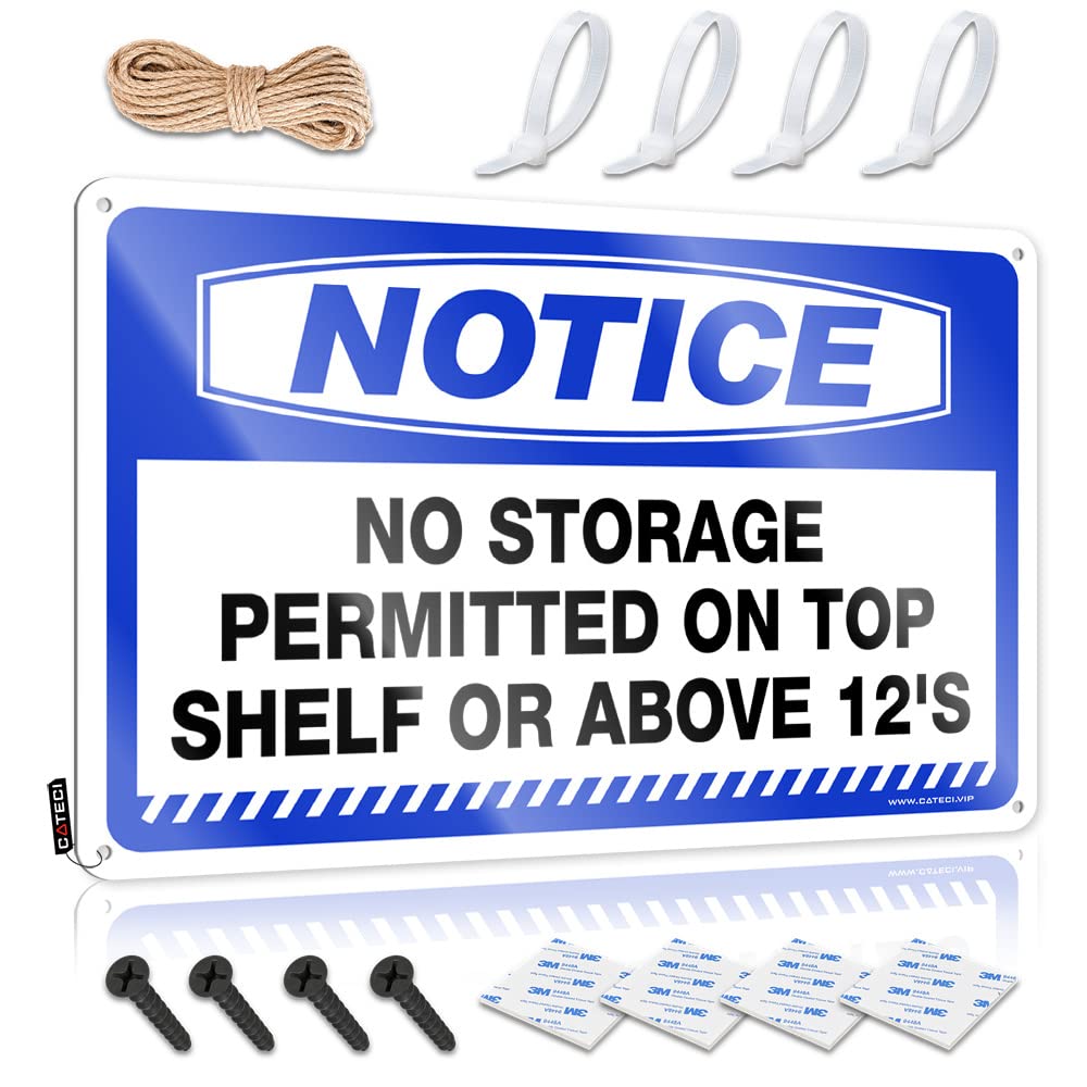 Old Signs Metal Vintage Notice No Storage Permitted On Top Shelf Or Above 12'S Tin Sign Sports Bar Decor Cool Signs For Bedroom(30X40CM)