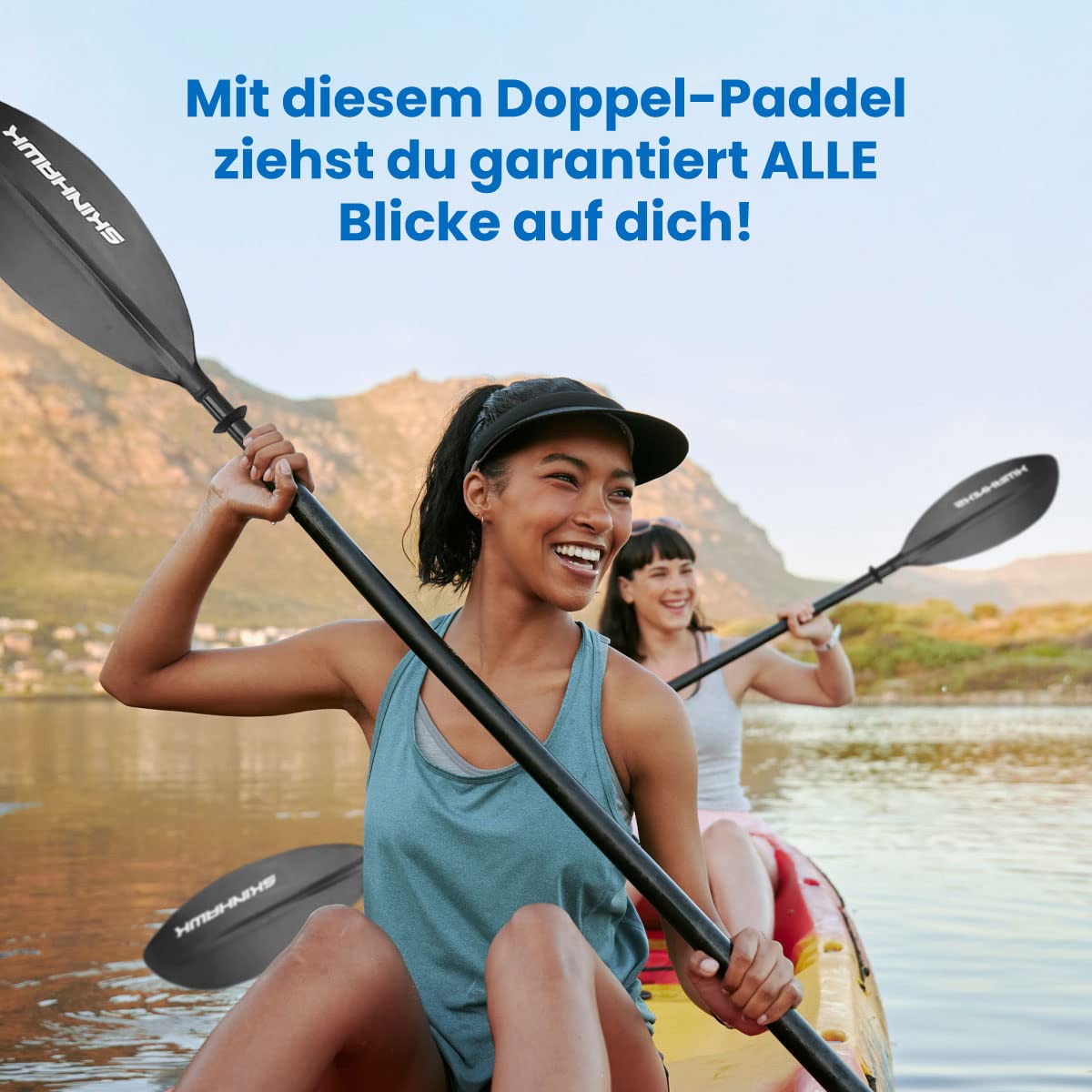 Skinhawk Fiberglas/Carbon Doppelpaddel 4-teilig für Kajakfahren Ruderboot Kanusport