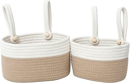 YAHUAN Cesta colgante de algodón para organizar la cesta colgante de pared con asa para decoración de pared, dormitorio, asiento de automóvil,