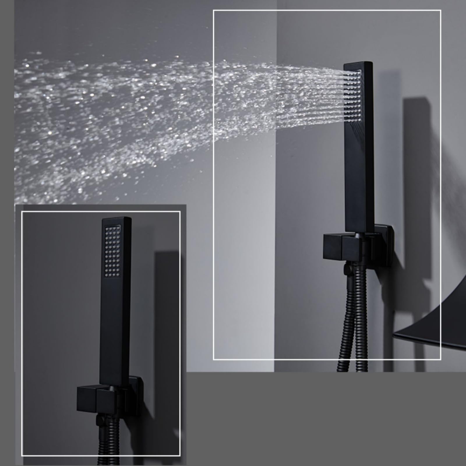 Grifo Mezclador de Ducha Y Bañera Cromado Grifos Tipo Cascada para Bañera Grifos Mezcladores de Ducha Monomando de Pared-C