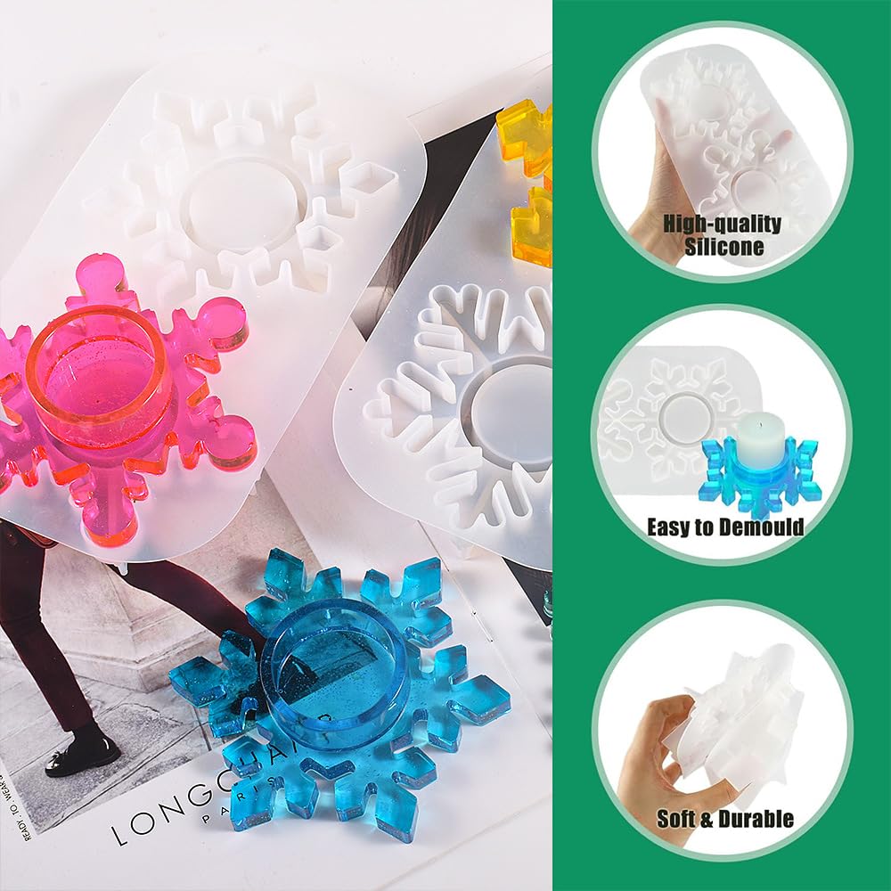 Stampo In Silicone A Forma Di Fiocco Di Neve Per Portacandele Resina - Fai Da Te, Decorazioni Natale E Inverno