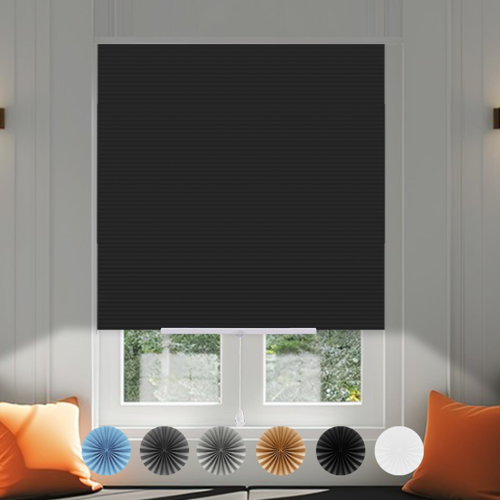 No Drill Blinds for Windows Temporary Blackout No Screw Stick on Pull Down Blinds Thermal Curtains Privcy Protection Perfect Easy Fit Install for Bedroom,Bathroom, Kitchen Windows,Doors โ image 1