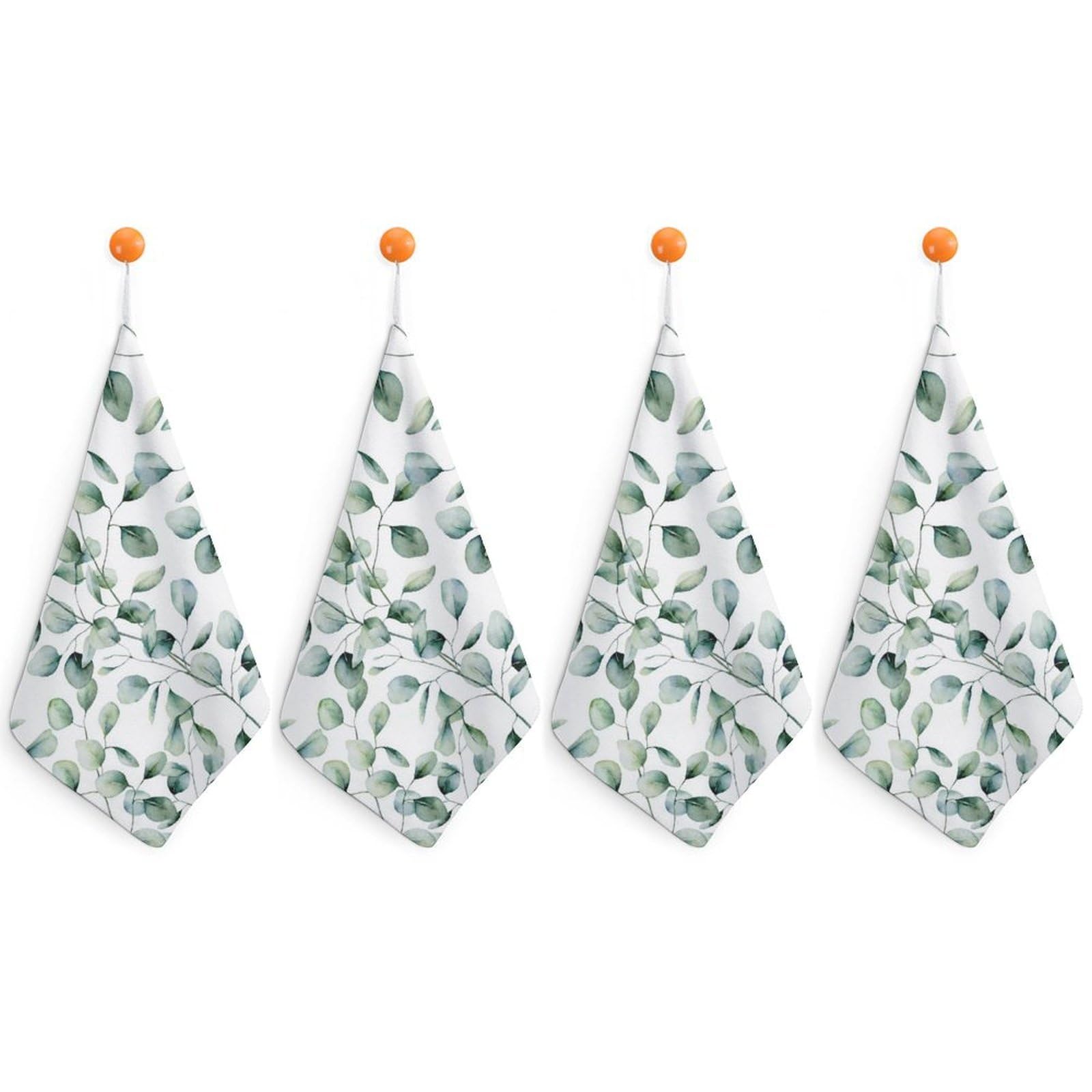 LEDFCVSU 4 Piece Hanging Hand Towels, Eucalyptus Leaves Small Dry Hand Towel for Kitchen Bathroom