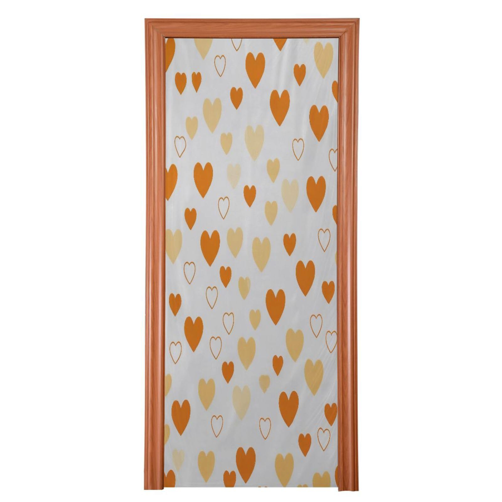 FLildon Orange Heart Love Valentine's Day Door Cover Decoration, Party Accessory Porch Decor for Festive Ornament Room Door Covers 35 x 79 Inch