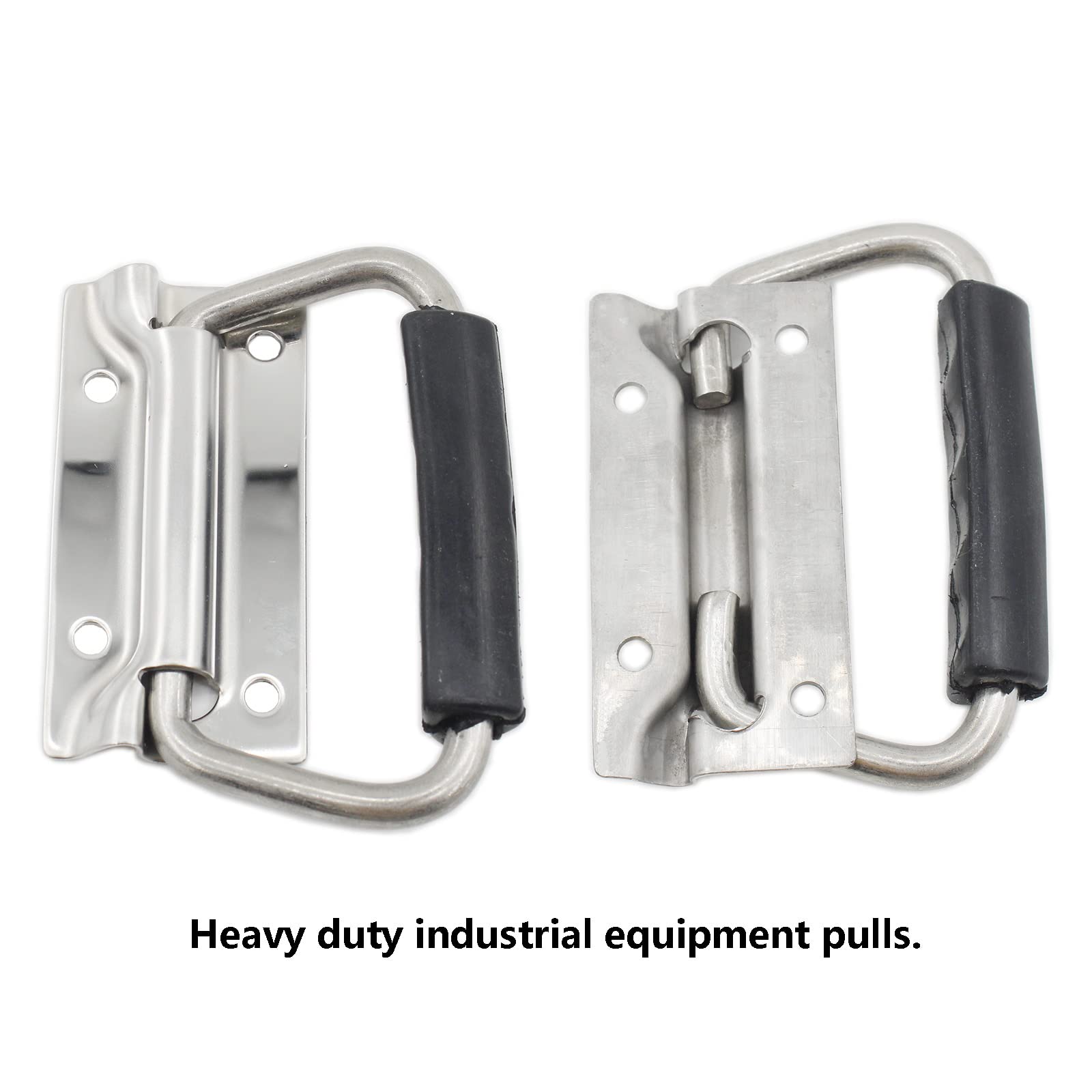 2Pcs Spring Loaded Pull Handles Surface Mount Chest Handle with Rubber Grip Handmade Chest Trunk Lifter Handle Pull — view 4