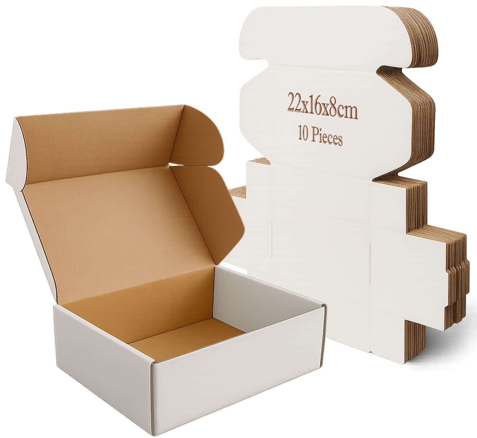 HYFY [10 PCS] Corrugated Boxes 22x16x8cm White Shipping Box – Cardboard Boxes, Corrugated Carton for Mailing, Packaging, E-Commerce, Moving
