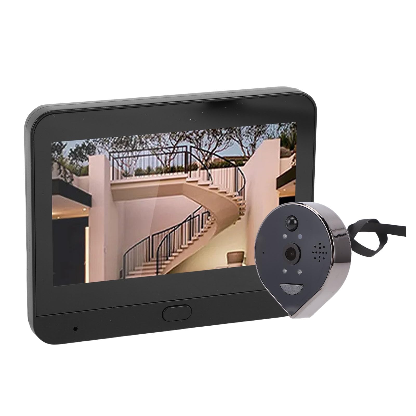 SEAFRONT Caméra de Vidéophone pour Porte, 3MP 1080P avec Détection de | Visionneuse LCD 4,3 Pouces, Angle Large 160°, Batterie 5000 MAh, Détection IA Humaine, Compatible , Adaptation Porte 35-120