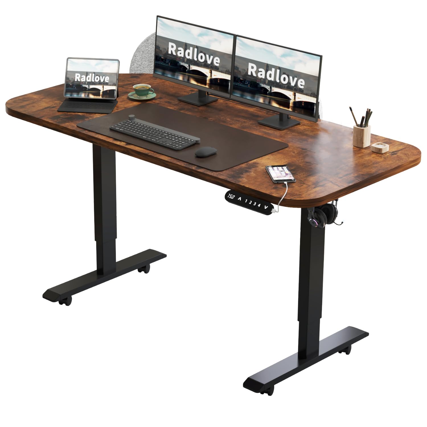 新品 未開封 Radlove 電動 昇降式 パソコン デスク 120 × 60 Amazon | Radlove パソコンデスク 電動昇降式 デスク 幅120CM