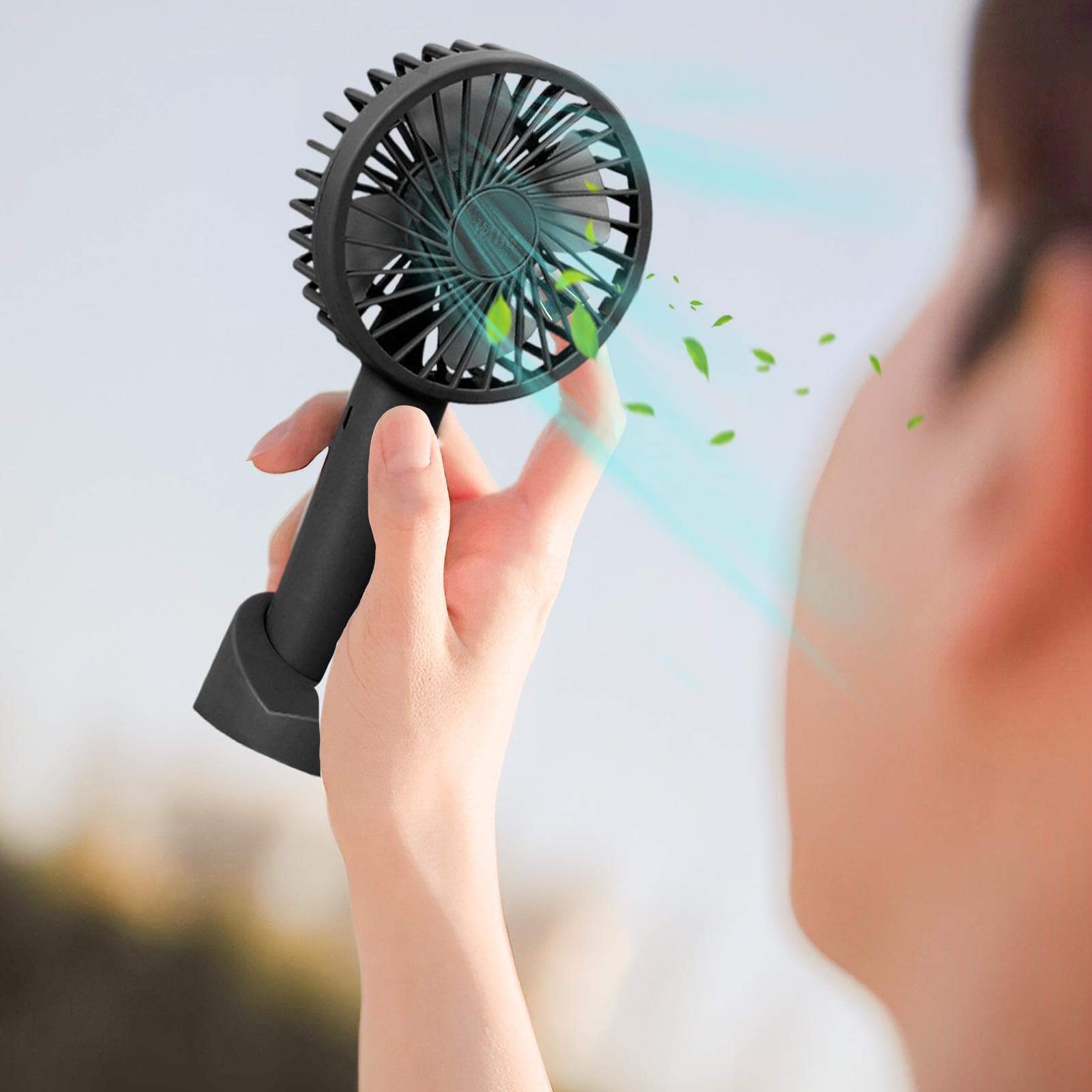 Amazon.co.jp: 手持ち扇風機 充電式 - ベース付きパーソナルファン