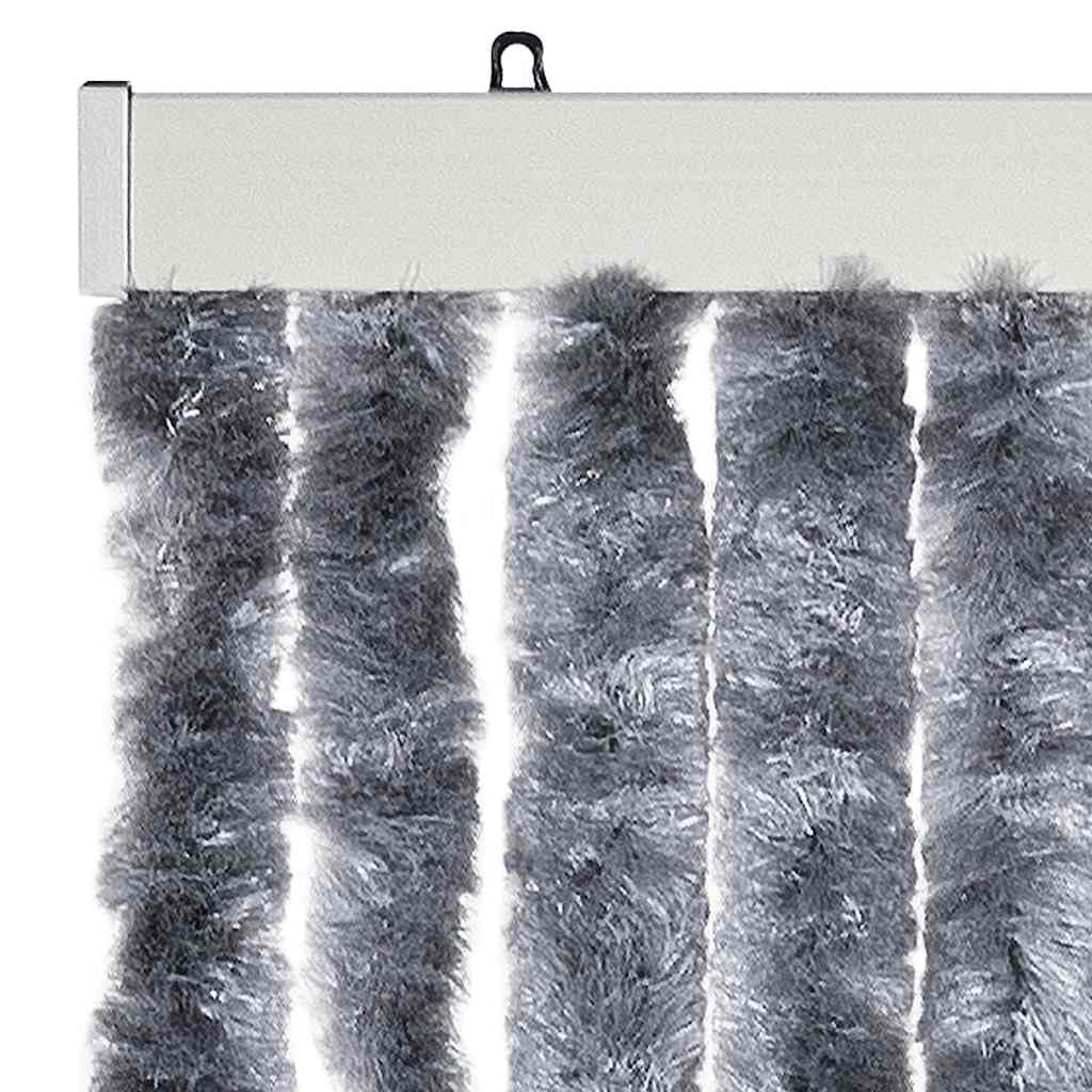Tenda in ciniglia argentata, 56 x 200 cm, flessibile, zanzariera con ganci, leggera, silenziosa, ideale per porta, porta del balcone, della terrazza, senza zanzare