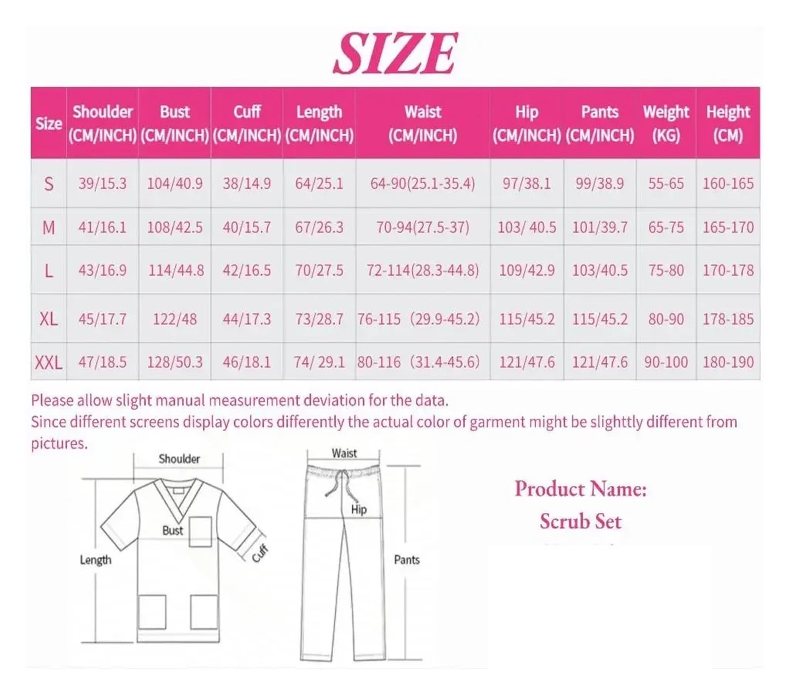 Uniformi Donna Scrub Set Infermiera Accessori infermieristici Salone di Bellezza Spa Abiti da Lavoro Tuta chirurgica Laboratorio Ospedale(Gray,XXL)