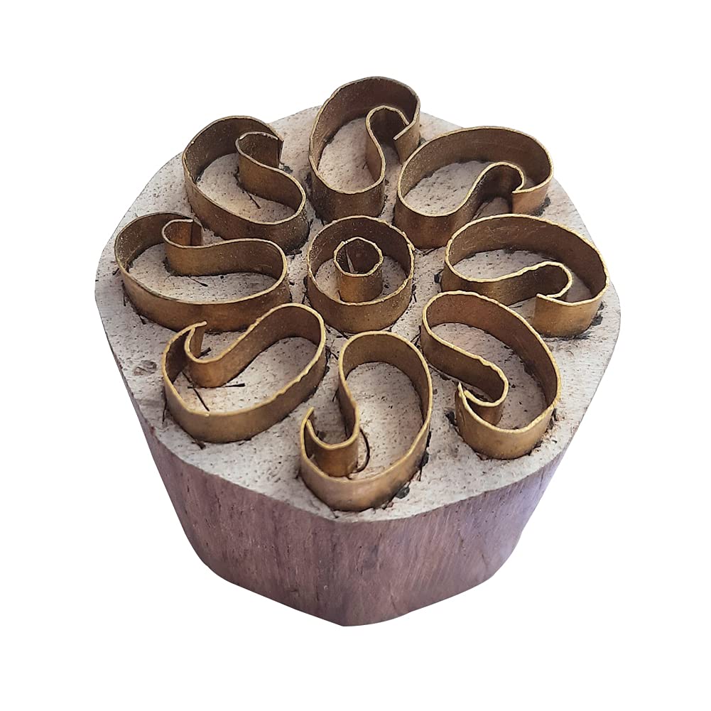 Royal Kraft Round Brass Wooden Stamps for Block Printing on Clay, Pottery, Fabric BBtag011 — image 1