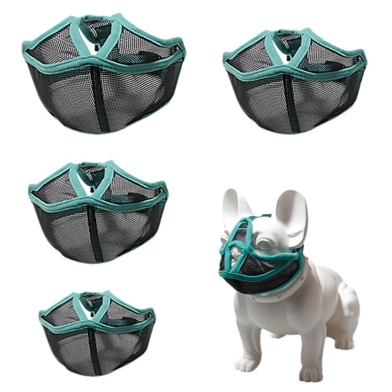 Museruola per cani a muso corto, museruola anti-abbaiare e antimorso per bulldog francese, Shih Tzu e Carlino, maschera traspirante in rete regolabile