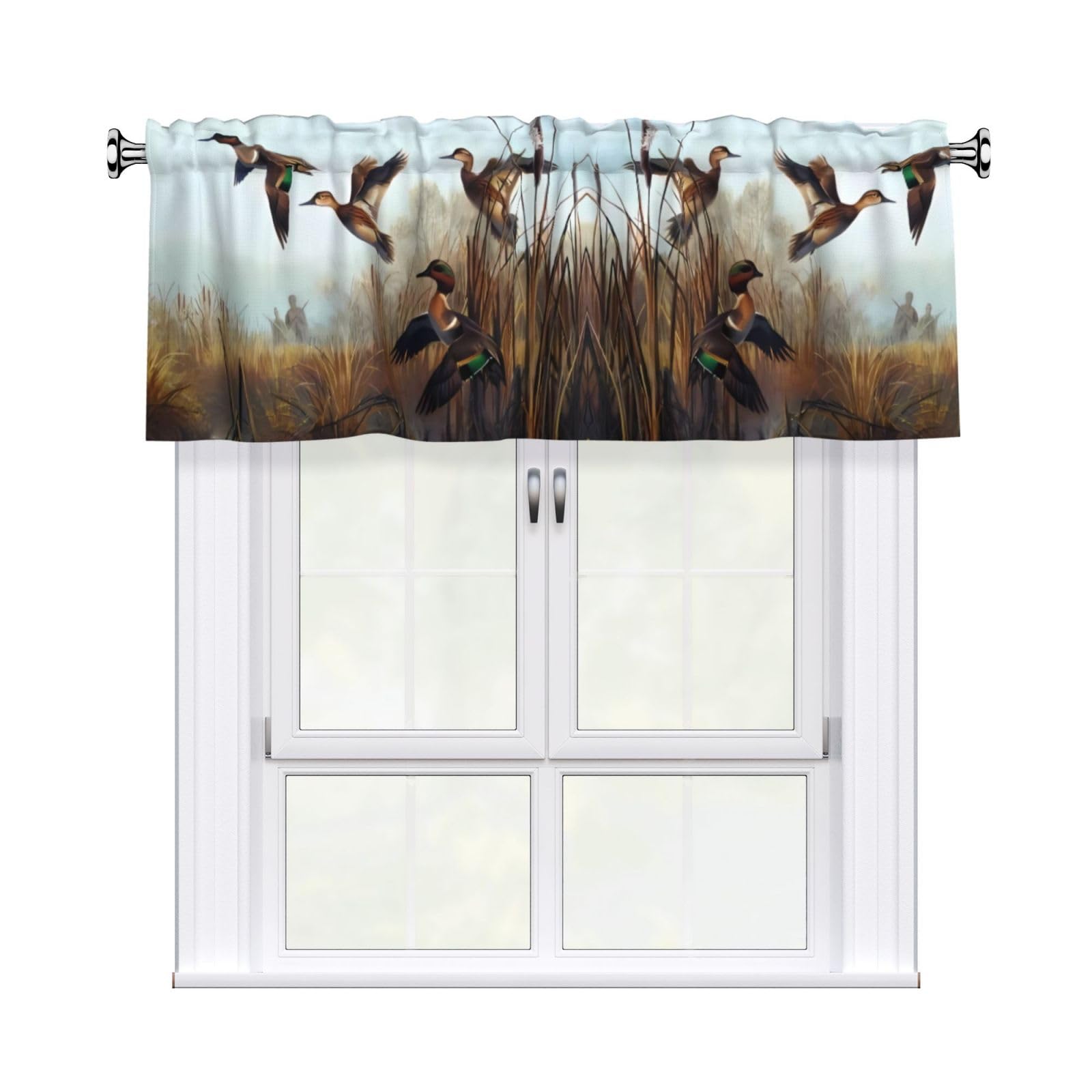 YYHHAOFA Hunting Flying Wild Prints Durable Kitchen Window Layer – 54x18 Inch 100% Polyester Valance with Precision Construction