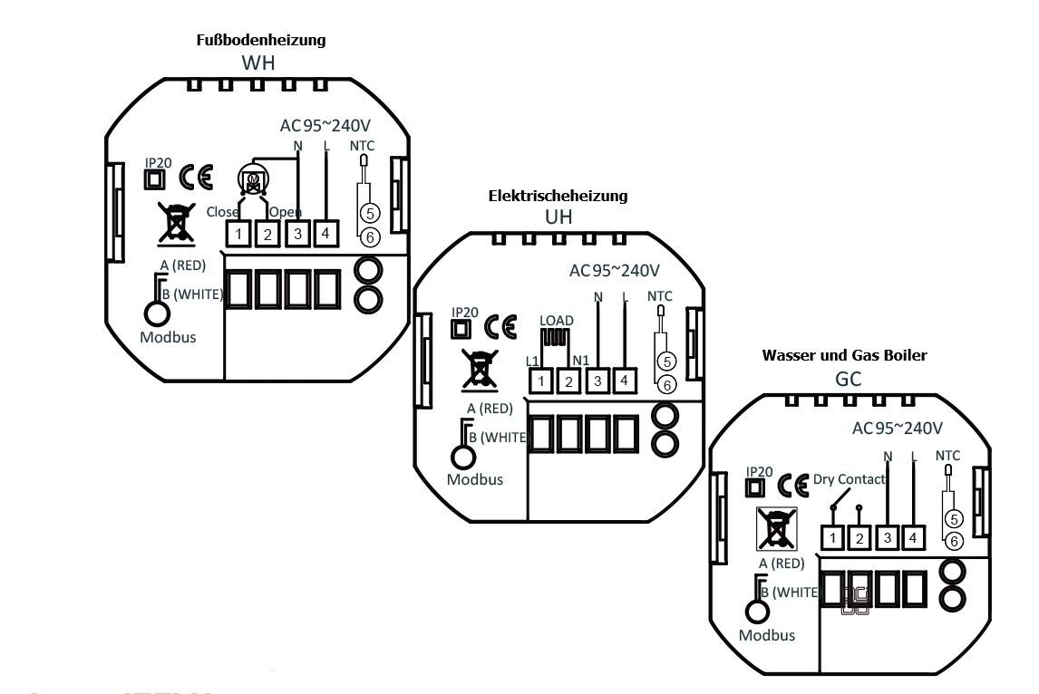 LX-MC6 - Termostato de habitación con pantalla táctil para calefacción por suelo radiante, agua caliente con aplicación, wifi, color blanco, Amazone Alexa Google Home Smart Home Luxus-Time