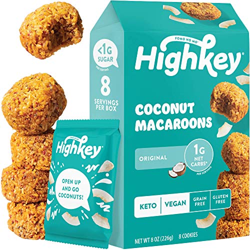 HighKey Keto Snacks - Vegan Cookies - Low Carb Coconut Macaroons - Healthy Treat - Gluten Free Cookie - Individually Wrapped Macarons - Low Sugar Diabetic Snack - Paleo Food - Macaroon - Original