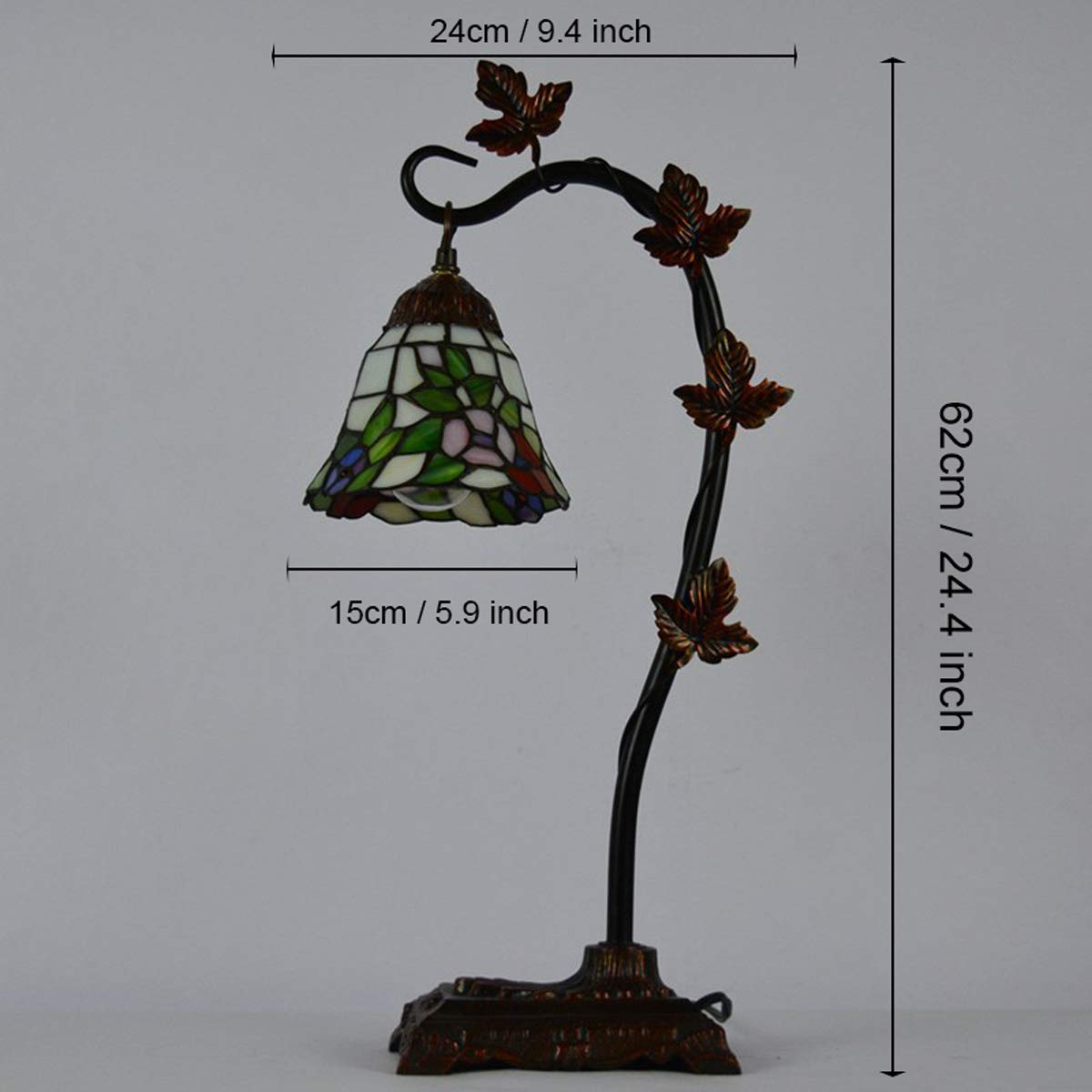 GDLight Tiffany-Art-Blumentischlampe Pastoral Glasmalerei Schreibtisch Lights Morning Glory Vine Gooseneck Leselampe für Wohnzimmer Schlafzimmer Nacht Cafe
