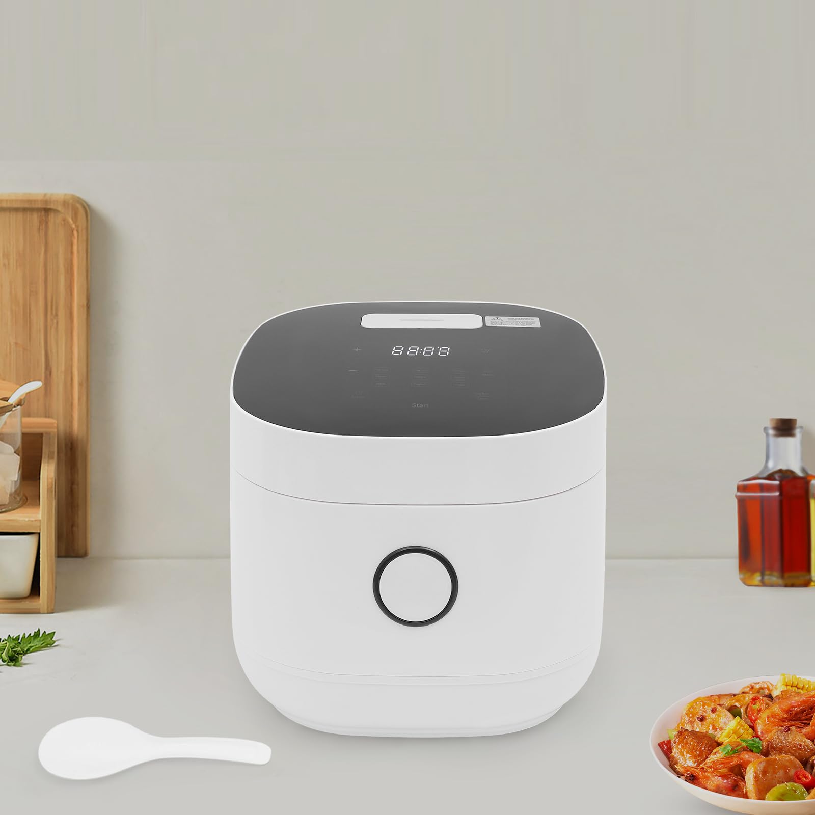 Cuociriso da 900 W, 5 l, adatto per 5-8 pentole interne bianche e cestello filtrante | Rice Cooker 24H isolamento termico può cucinare riso di zuppe per cucinare il porridge per la produzione