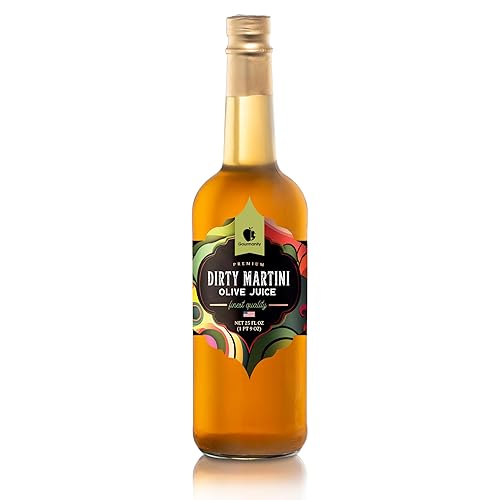 Gourmanity Jugo de oliva de 25 onzas  Jugo de oliva para martinis sucios  Salmuera de oliva (botella de 25 onzas)