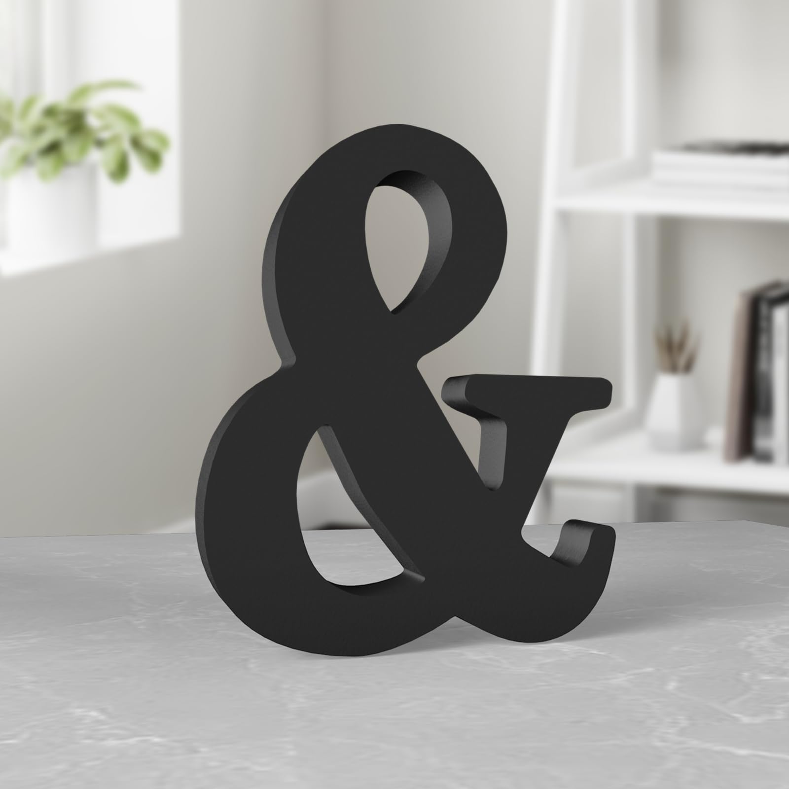 Aruatu 8 Inch Black Wood Letters Unfinished Wood Letter for Wall Decor Decorative Standing Letter Large Letters for wall Decoration for Craft Home Party Projects (&)