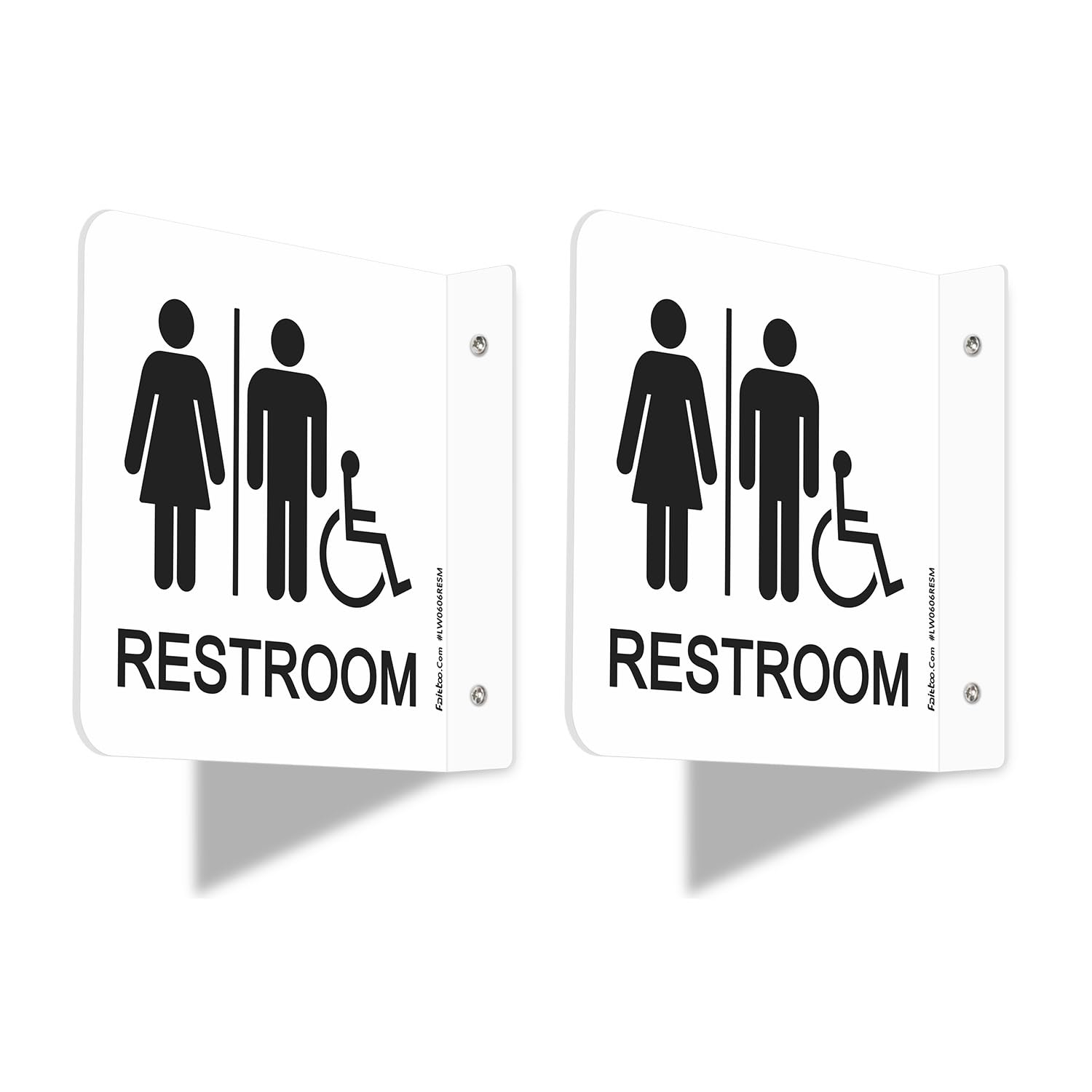 Faittoo Restroom Sign, Bathroom Signs, 2 Pack 6 x 6 Inches Acrylic Sign, for Office or Business Bathroom and Toilet Door or Wall Decor, Indoor Outdoor