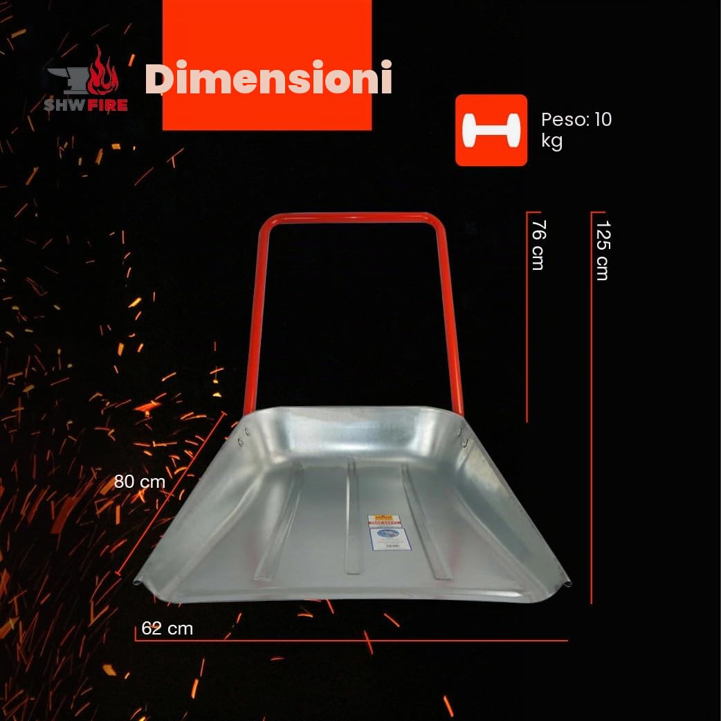 SHW-FIRE | Maxi Spazzaneve 62 cm, robusta vasca in lamiera d'acciaio con manico ergonomico, vasca zincata ideale per grandi superfici, grande pala robusta per neve | Fabbricato in Germania