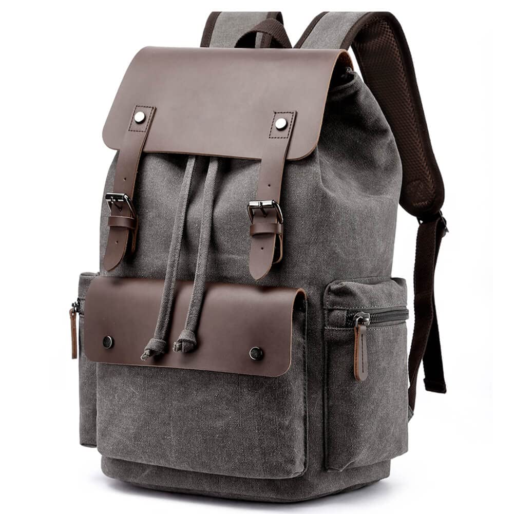 Vintage-Rucksack aus Segeltuch, lässiger Tagesrucksack, Reiserucksack für Damen und Herren, Laptop-Rucksack, College, Schultasche, Outdoor, Wandern, Camping