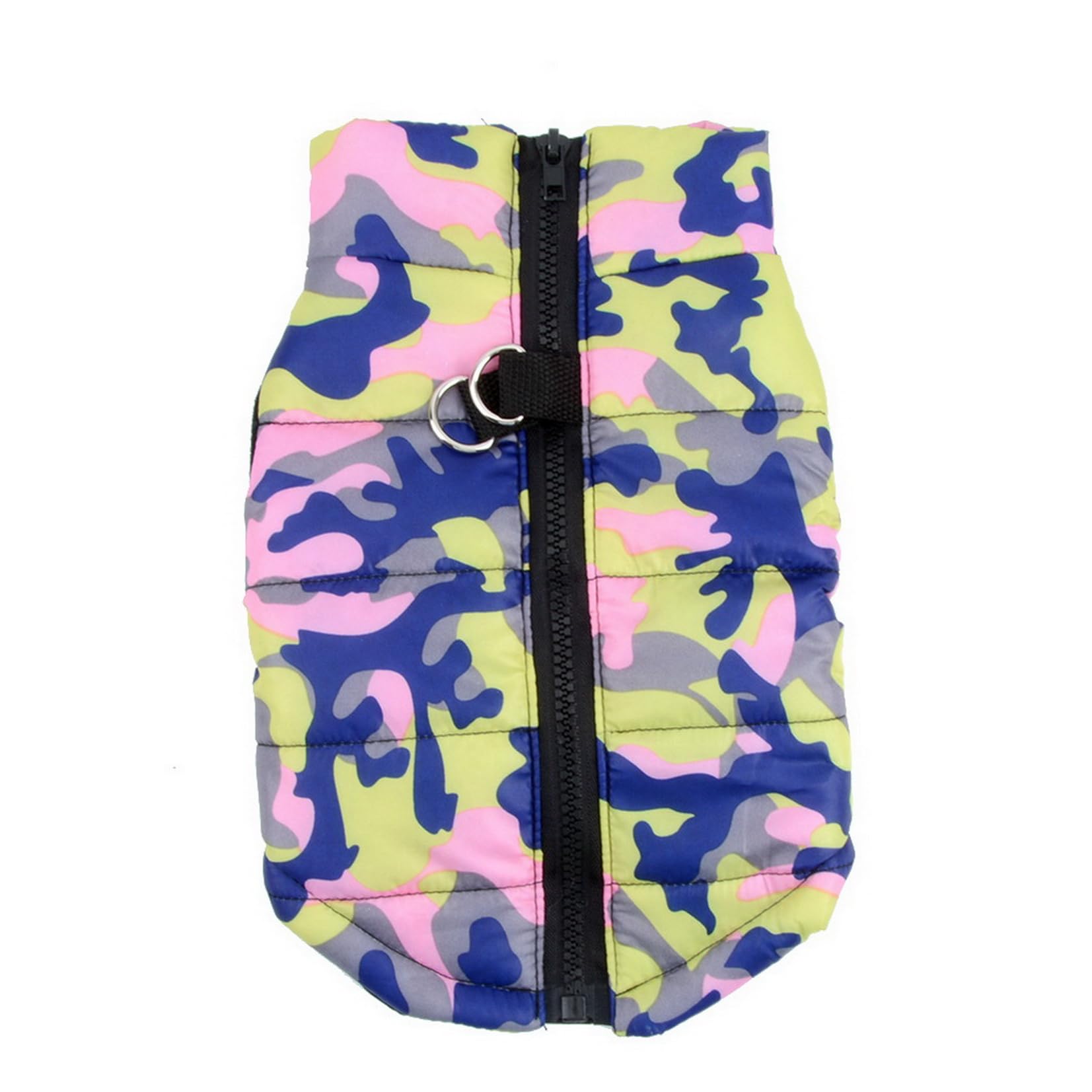 SMALLLEE_LUCKY_STORE Small Dog Winter Coat with D-Ring Camo Puppy Padded Bomber Vest Jacket Harness No Pull Water-Resistant Warm Chihuahua Yorkie Clothes Pink XS โ image 1
