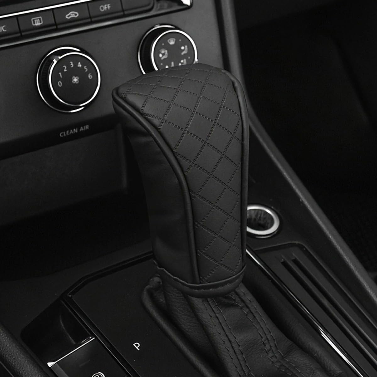 STHIRA® Premium PU Leather Car Gear Knob Cover Fashionable Anti-Slip, Durable & Universal Fit Car Gear Cover Protects Against Scratches/Wear, Enhances Car Interior, Black Color, 12 * 9 * 5cm - Image 7 thumbnail