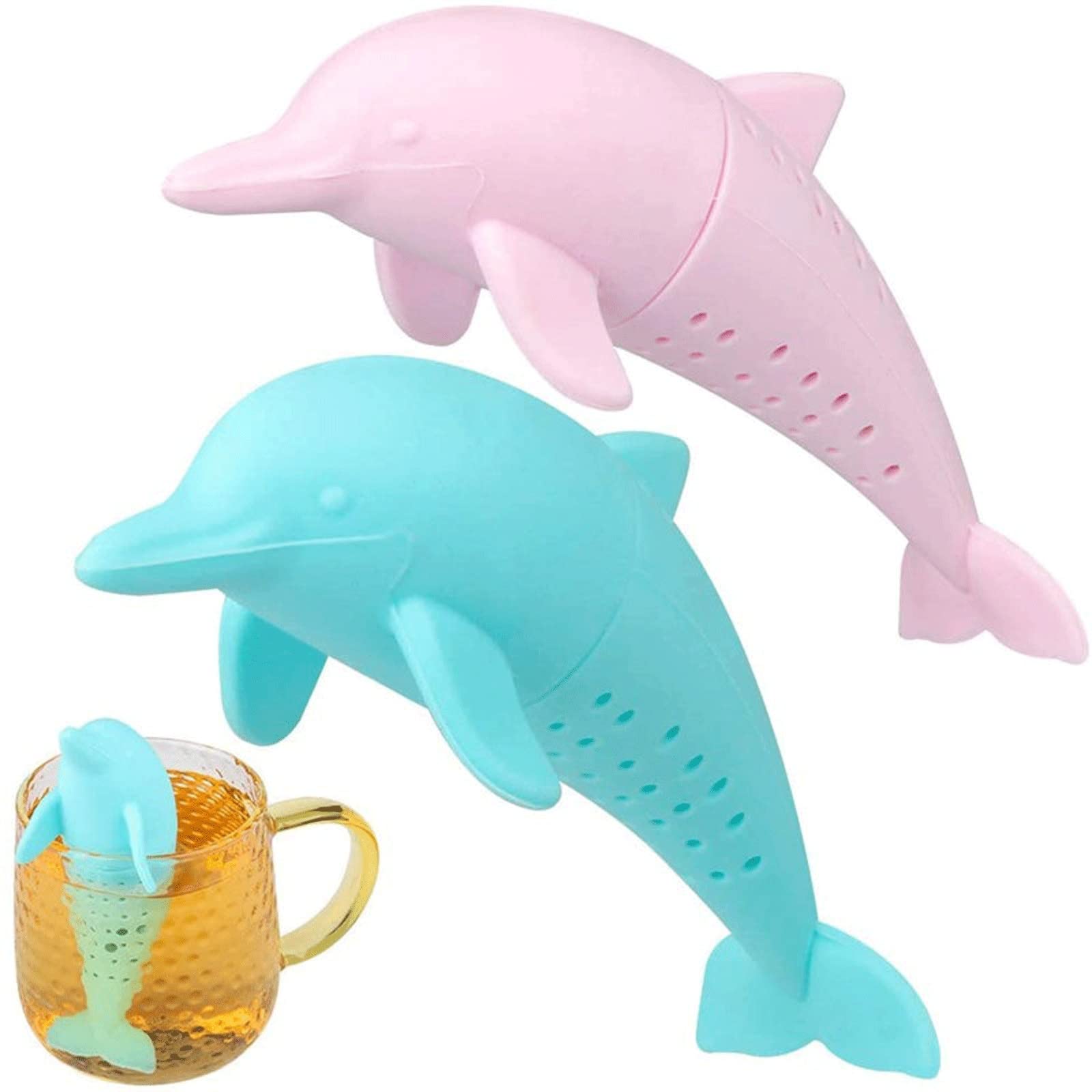 Sitko do herbaty kreatywny kuchenny delfin zaparzacz do herbaty silikonowy kubek do herbaty czajnik sitko filtr manat zaparzacz do herbaty zestaw do herbaty akcesoria (niebieski)