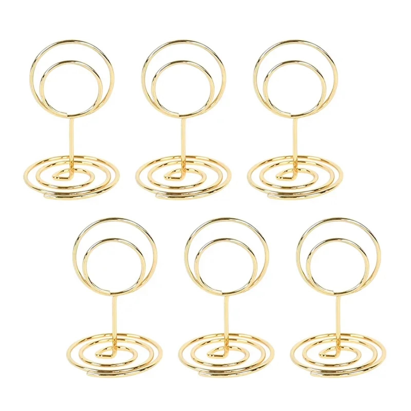 GOXQIT 24pcs Table Number Holders Metal Place Card Holder Photo Clip Stand Wedding Name Sign Graduation Party Home Office For Party(Gold round)