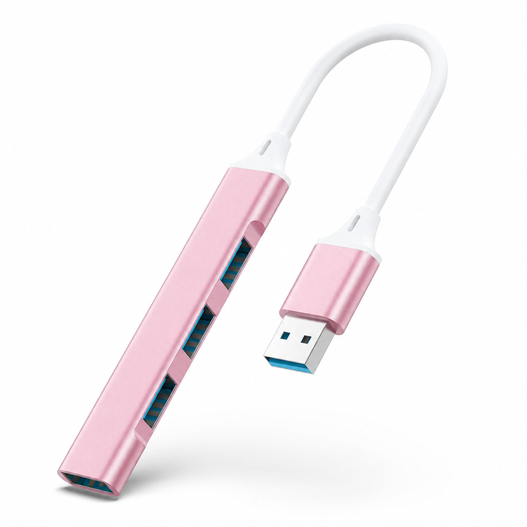 4 Port USB Hub for Laptop, 1 USB 3.0 + 3 USB 2.0, Aluminum (Pink) | 5Gbps Data Transfer USB Splitter Port Expander for MacBook, Desktop, Keyboard, Mouse, Flash Drive, Printer, Plug and Play