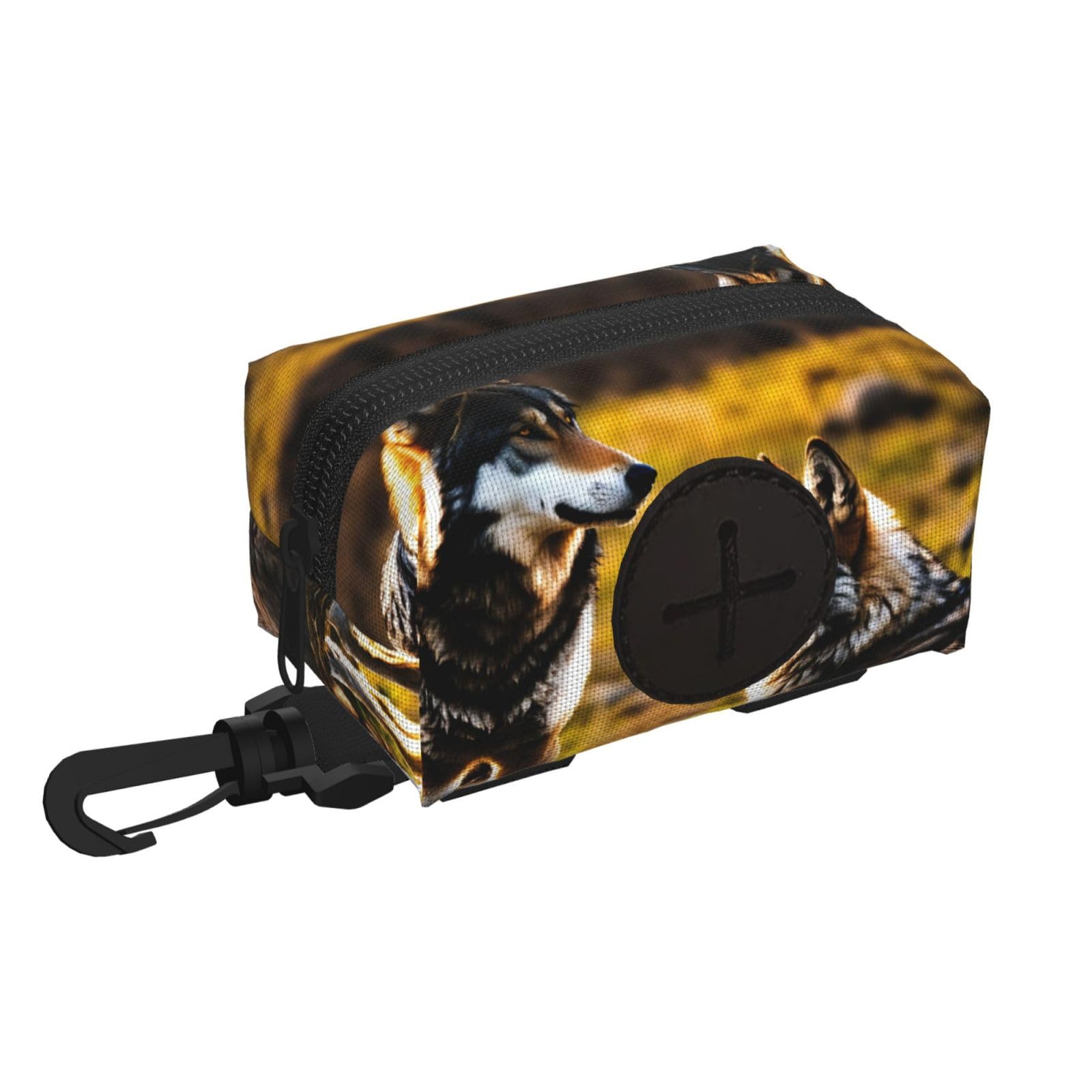 Pphgut Black Wolfs Print Waterproof Pet Waste Treat Bag Outdoor Walking Hiking Pouch Camping Accessory