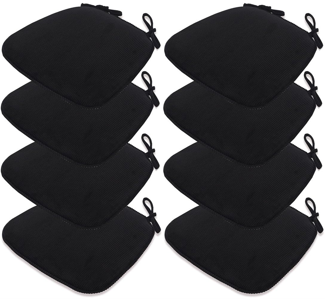 2/4/6/8 paquetes de cojines para silla de comedor en forma de U, almohadillas antideslizantes para silla de cocina y cojín para asiento de comedor con funda lavable a máquina) (negro 41 x 43 cm (8 paq