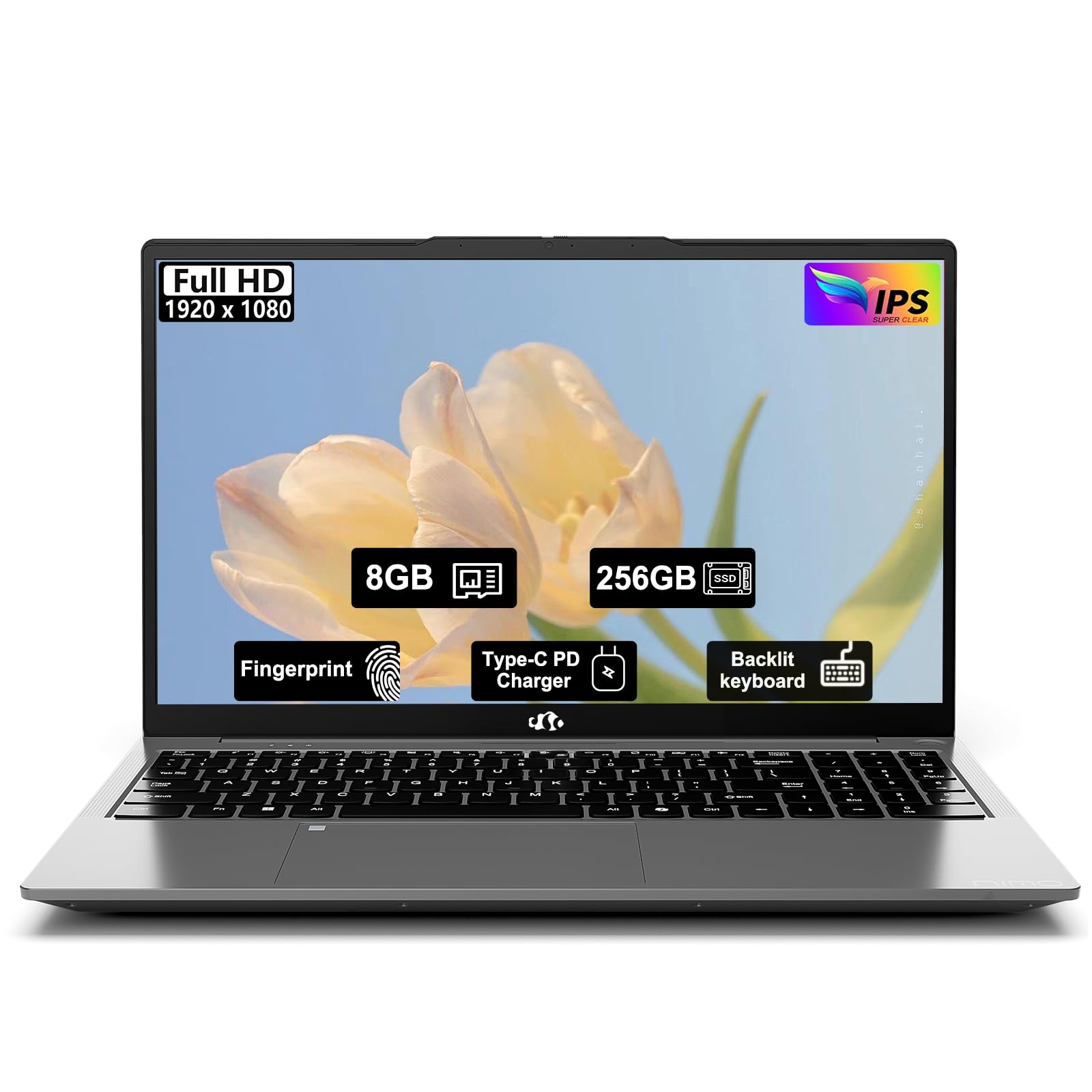 NIMO 15.6" FHD IPS Student-Laptop Computer - 8GB RAM 256GB SSD, 4 Cores 13th Gen Intel N150(Beat to i3-1115G4, Up to 3.6GHz), 65W GaN Type-C,