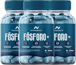 Kit 3 Suplemento Alimentar Nanovit Fósforo c Zinco, Selênio, Cálcio e Vitaminas 60 caps