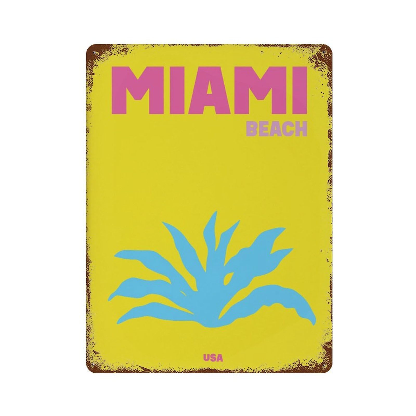 xiaoxiaoshen Miami Beach Travel Maximalist Wall Decor Art Metal Tin Poster Modern Home Decor Art Home Bar Shop Decorations Vintage Sign 40x30cm