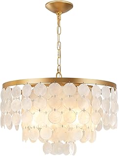 Shell Chandelier, White and Gold Chandelier Light Fixture with 4 Lights ...