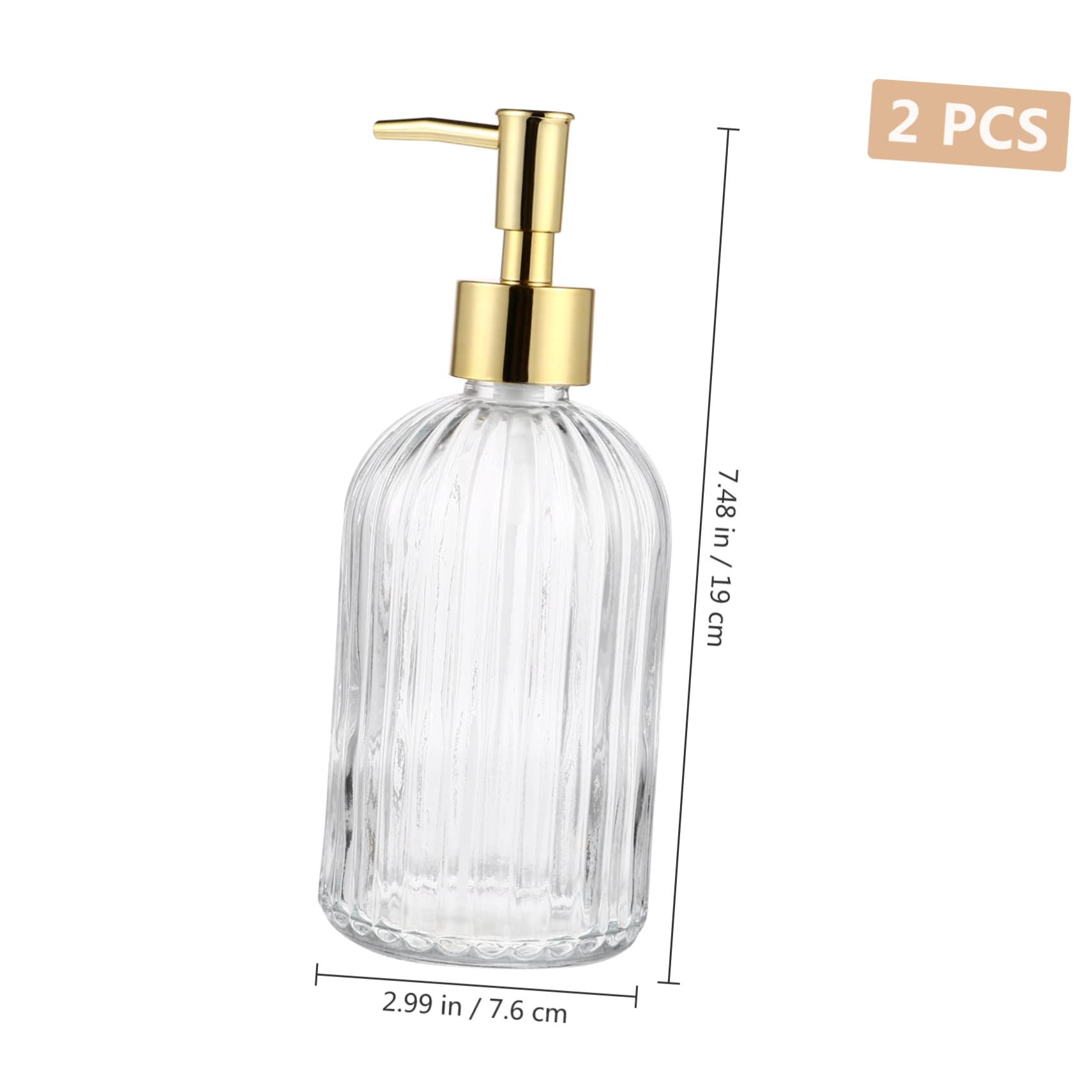 2 pezzi Dispenser Lotion Bottiglie Vetro Trasparente con Pompa Pressione Dosatore Liquido per Bagno e Shampoo Ricaricabile Facile da Usare Design e Resistente