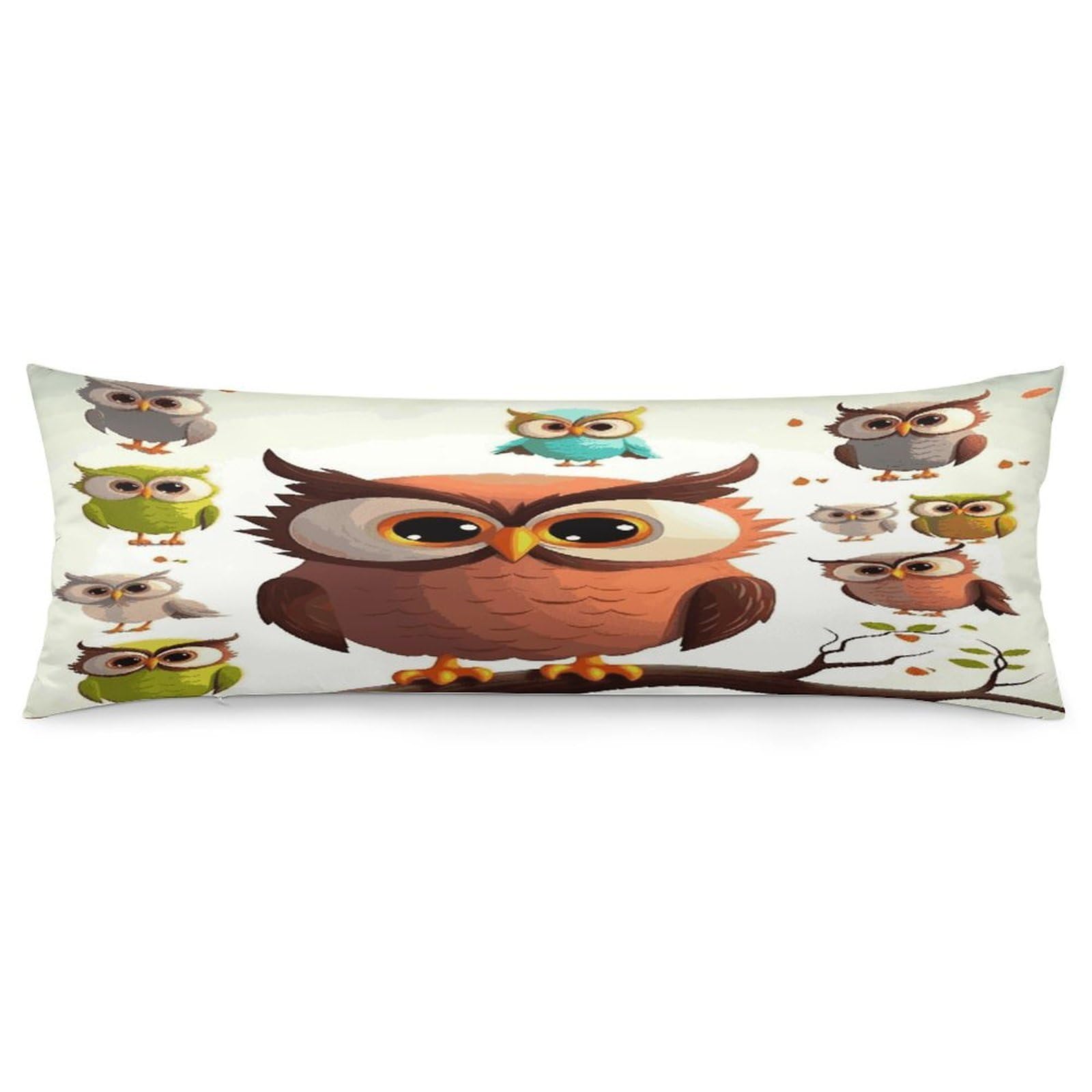 Cartoon Owl Body Pillow Cover Long Body Pillow Pillowcase with Hidden Zipper Ultra Soft Polyester Pillow Cases Breathable & Silky Long Pillows Case Cover 19x53 in