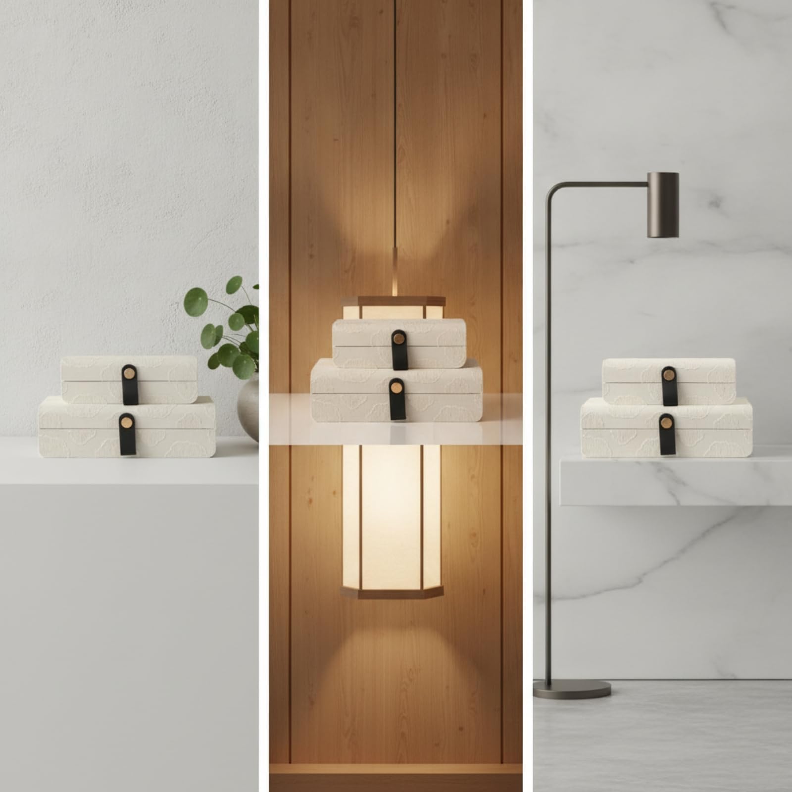 Contenitore Donna Porta Gioielli Scatola Organizer Custodia con Coperchio Interno Ordinato Linguetta Frontale Pulsante Tondo Protezione da Polvere Adatta per Toeletta Comodino Libreria