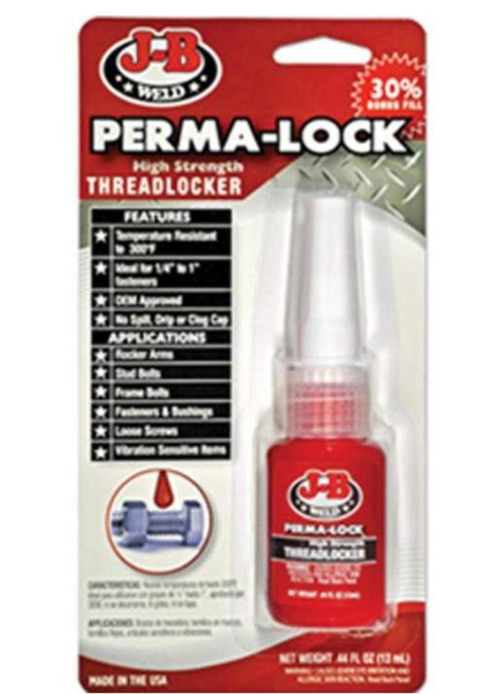 JB Weld 27113-6 Perma-Lock High Strength Threadlocker - 13ml.