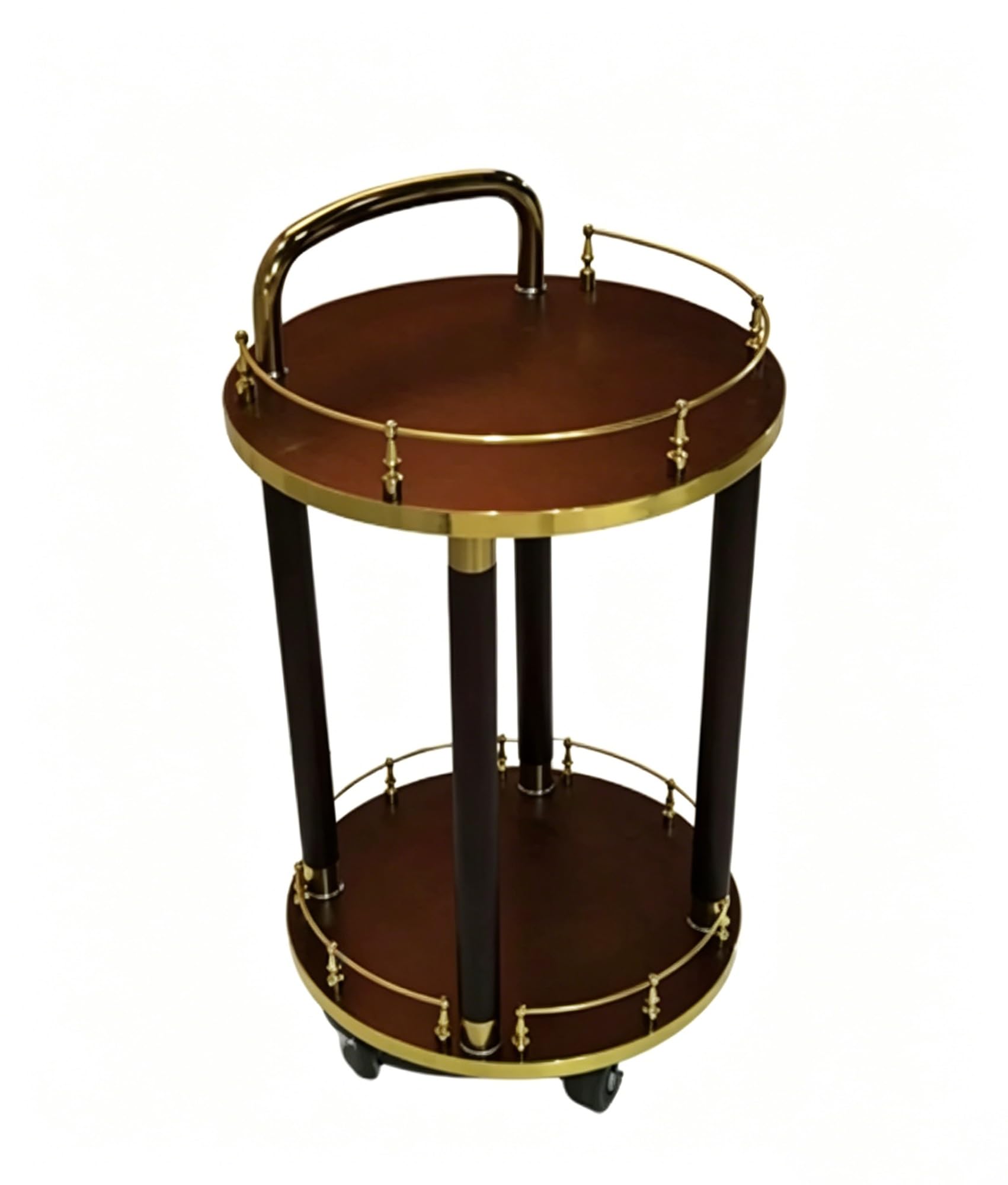Carrello di Servizio in Legno di Lusso con sponda di Protezione, Carrello Bar con Ruote, Carrello Mobile per Bevande e Cibo per casa, Hotel, Feste, Ristorante, Carrello Buffet Resistente