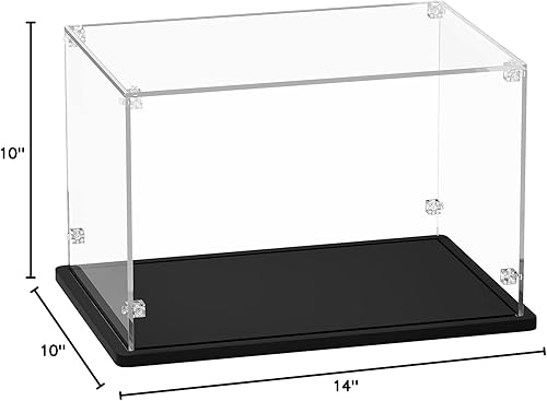 Miniatura 7 de Gemutlich Vitrina de acrílico de 14 x 10 x 10 pulgadas, caja de exhibición de acrílico de 0.118 in de grosor con base de madera negra, vitrina