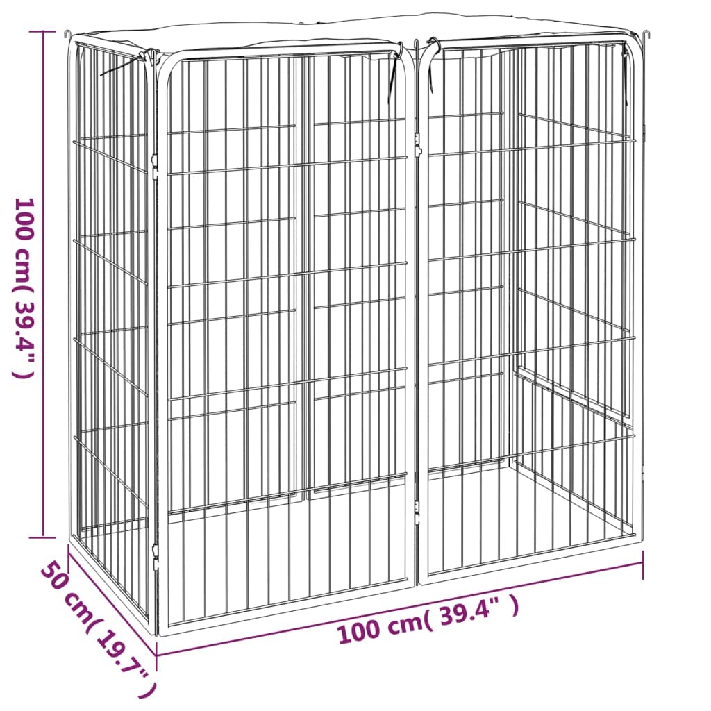 vidaXL Box Cani a 6 Pannelli Nero 50x100cm Acciaio Verniciato Polvere