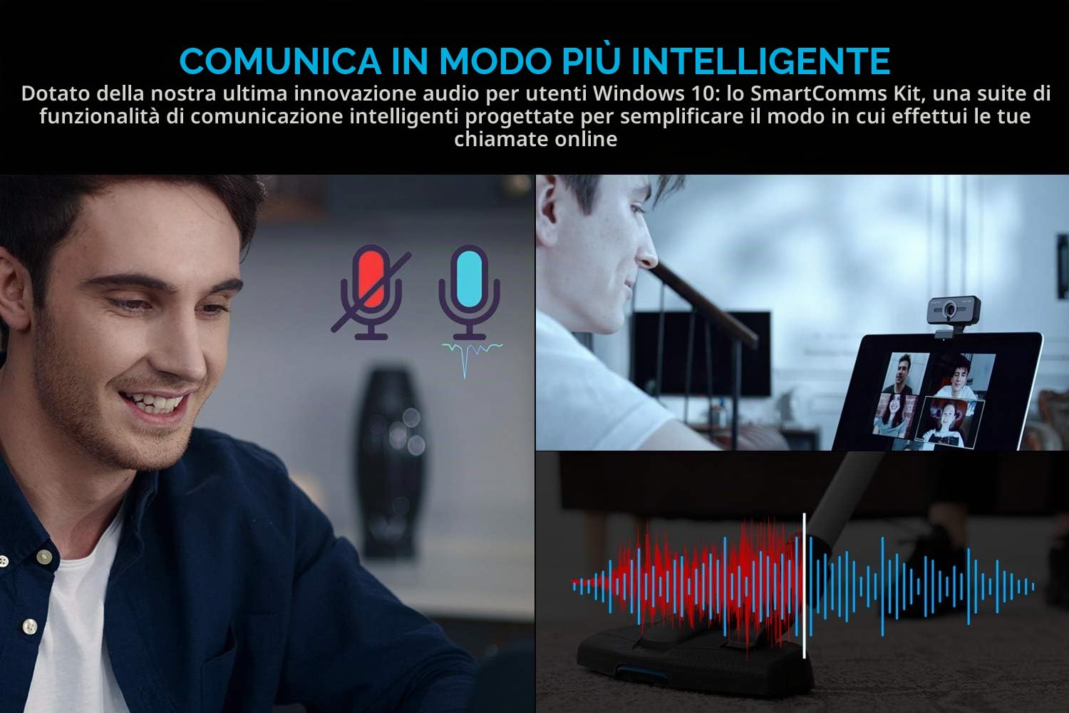 CREATIVE Live! Cam Sync 1080p V2 Full HD Webcam USB grandangolare con disattivazione automatica dell'audio e riduzione del rumore per videochiamate, doppio microfono integrato, per zoom, Skype