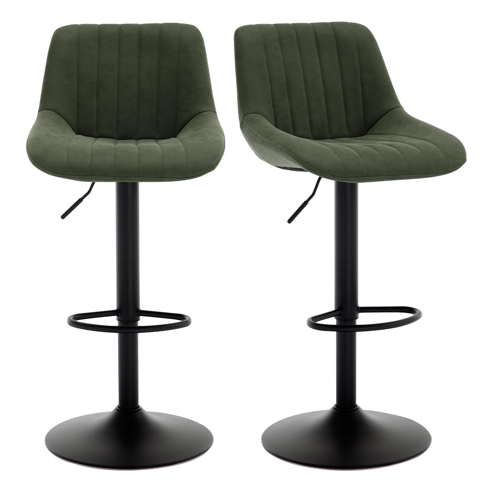 Barhocker höhenverstellbar 2er Set Kunstleder Barstuhl, Olivgrün