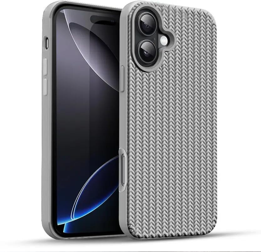 Image of Compatible with iPhone 16 | Premium Textured Microfiber Candy Protective Case | Shock-Absorbing Back Cover with Enhanced Camera Guard (Gray)