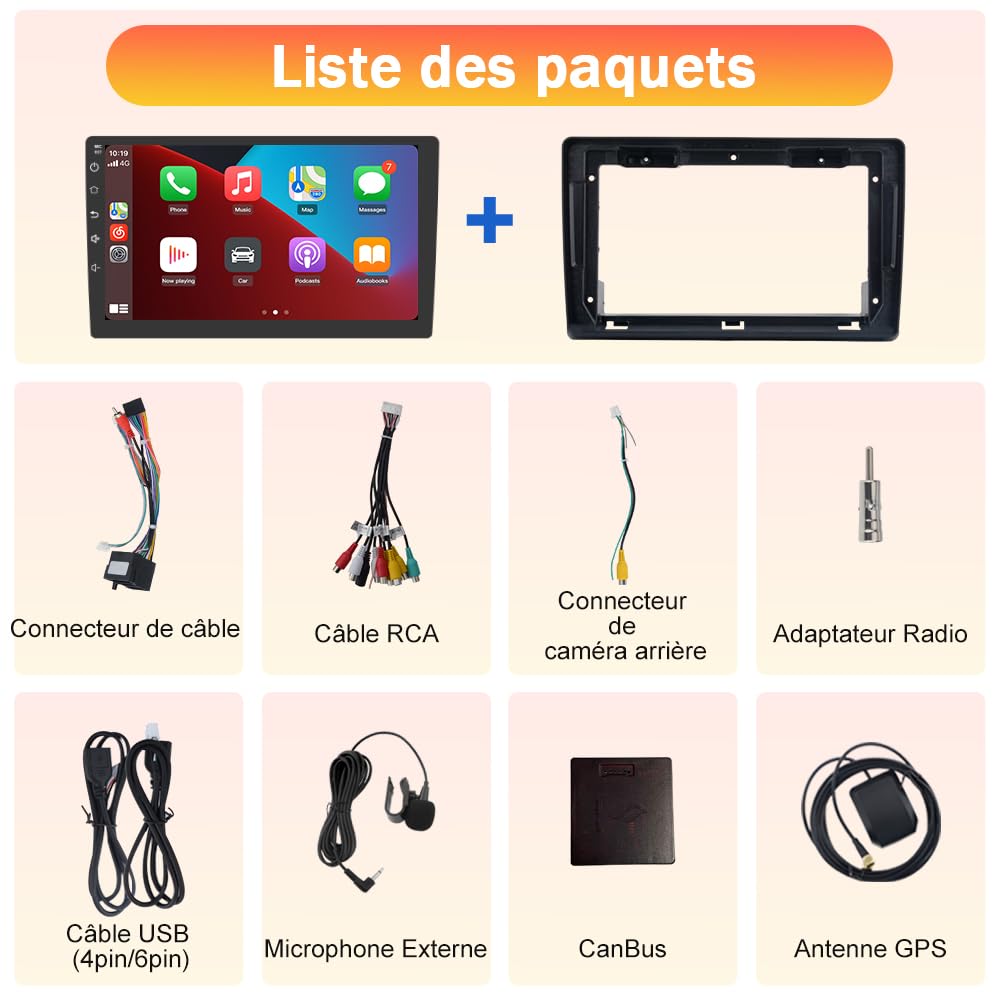 AWESAFE Autoradio [6Go+128Go] pour Peugeot Boxer II/Citroën Jumper II/Fiat Ducato Android 13 avec 4G Carplay Android Auto 9 Pouces GPS WiFi USB FM Bluetooth Commande au Volant