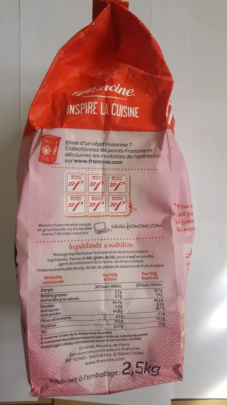 Francine farine a pain au lait brioche 2.5kg